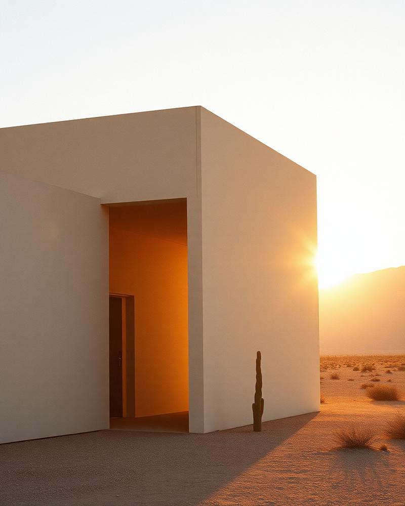 AI generated image: Desert Brutalism